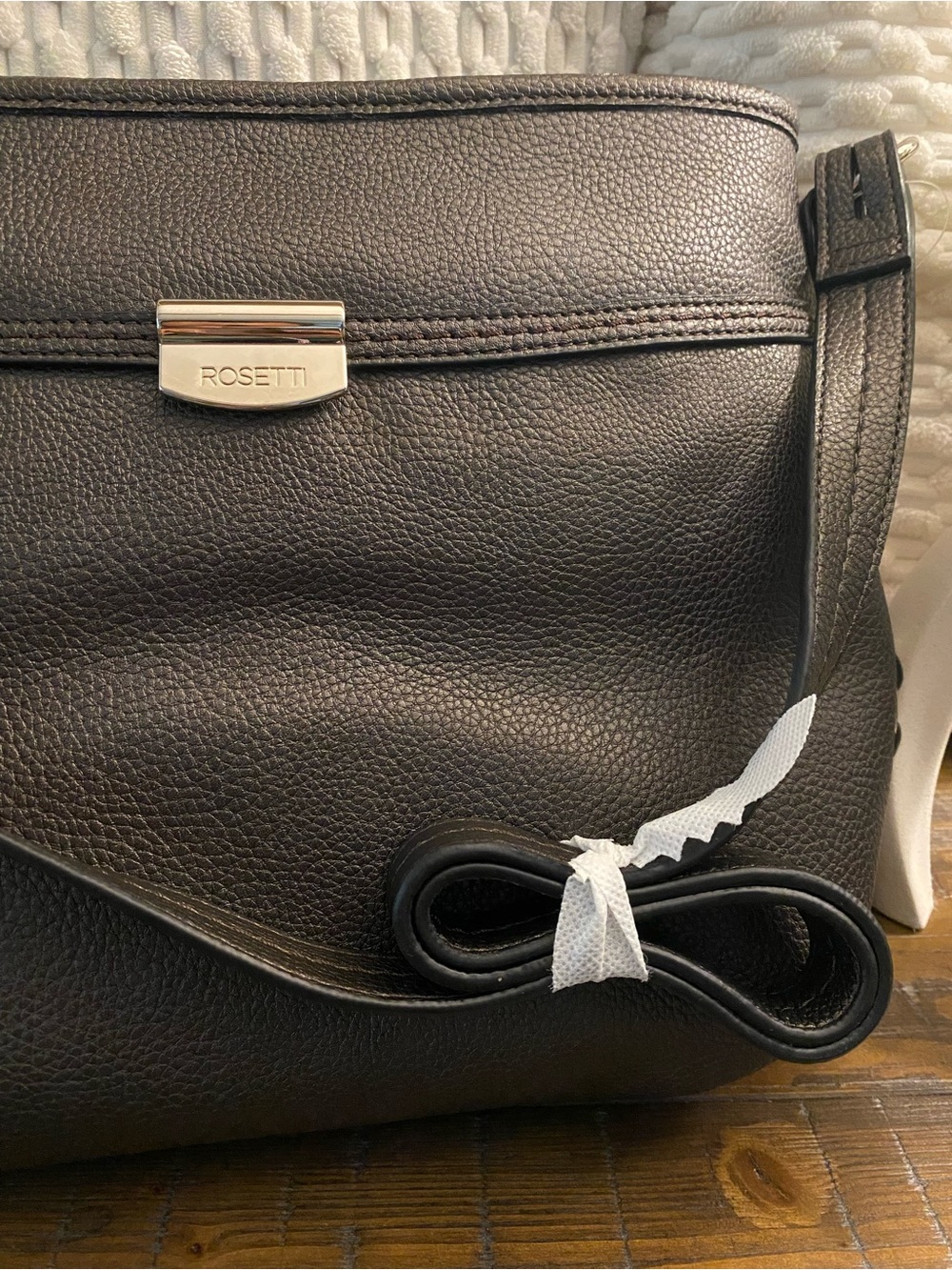 Rosetti Black Pebbled Crossbody Bag with Silver Hardware